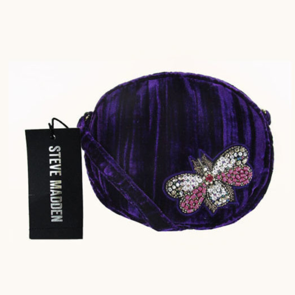 STEVE MADDEN Purple Velvet Mini X-Body Bag$35.00